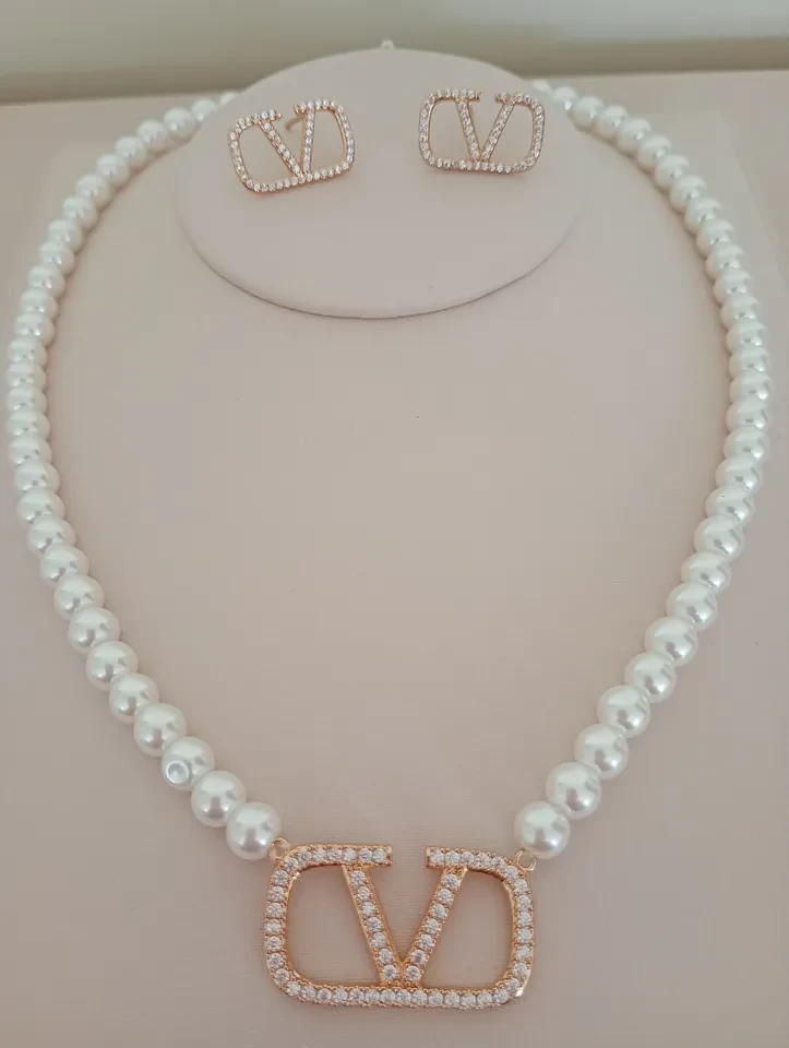 Conjunto VP Brinco e Colar Pérolas e Zircônia  - 1