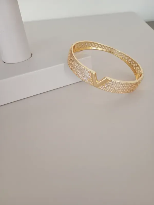 Bracelete VP Dourado com Zircônia