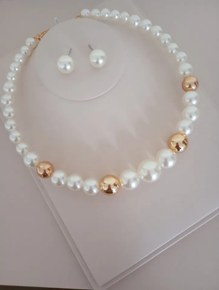 Conjunto VP Choker Aro Pérolas e Esferas Douradas - 3
