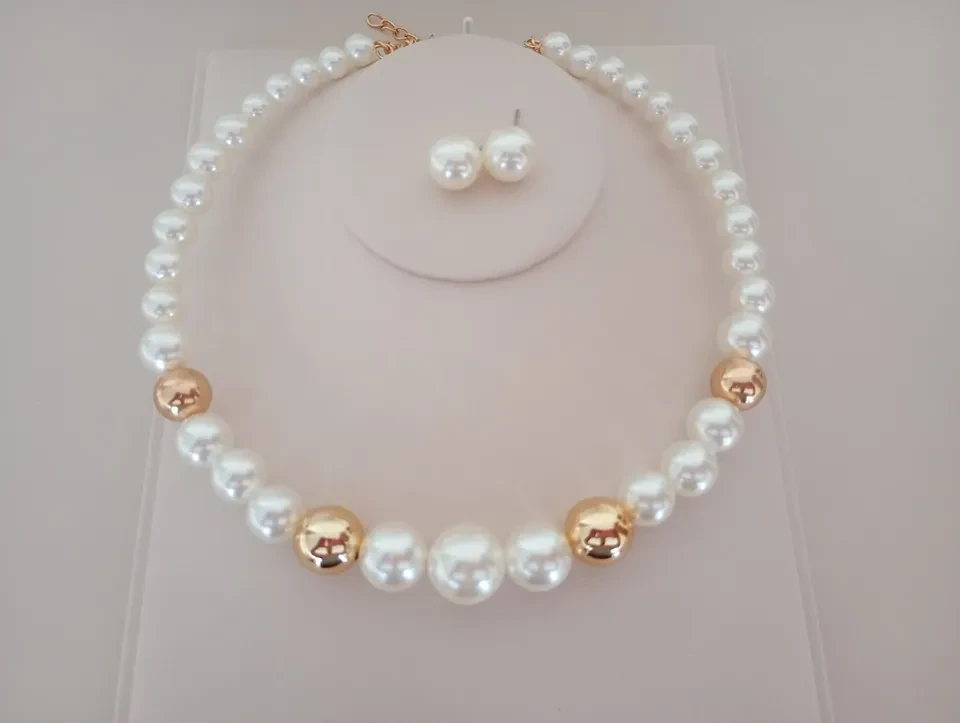 Conjunto VP Choker Aro Pérolas e Esferas Douradas - 4