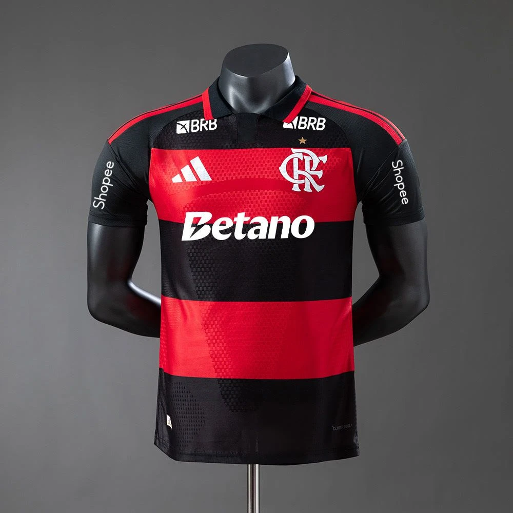 Camisa Flamengo I 26/27 - Jogador Adidas Masculina - Preta e vermelha Com Patrocínio - 1