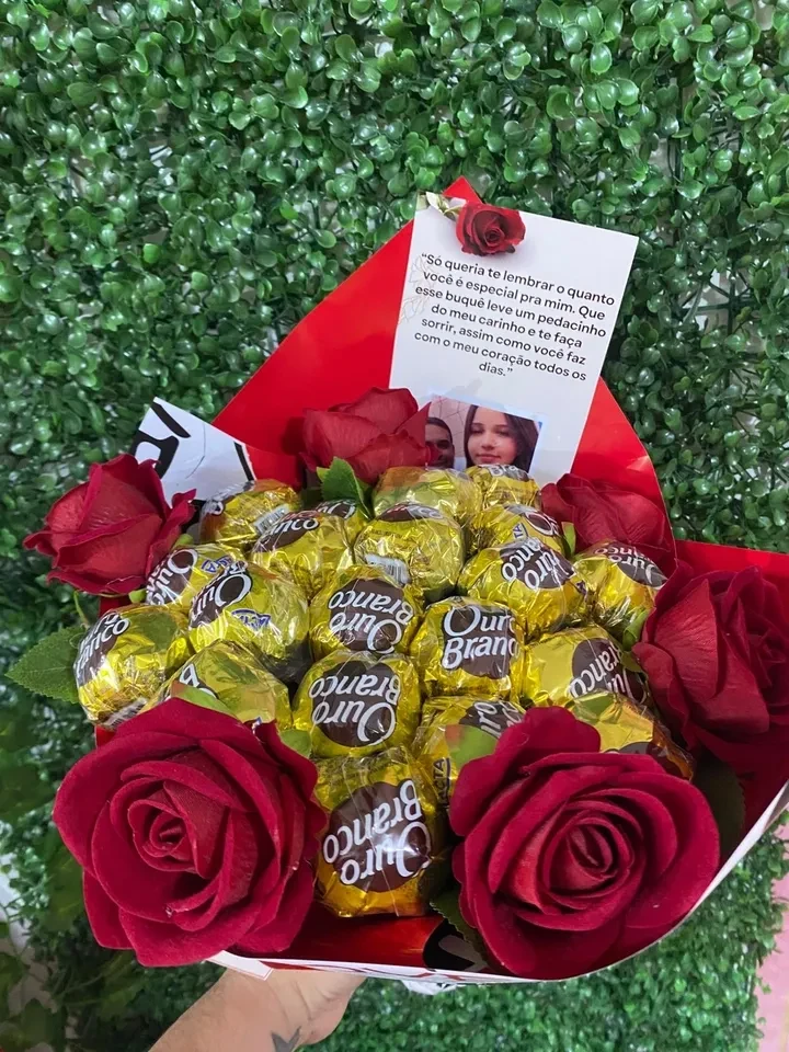 Buque ouro branco ou sonho de valsa com rosa eterna e Cartão personalizado - 3