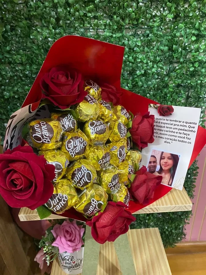Buque ouro branco ou sonho de valsa com rosa eterna e Cartão personalizado - 2