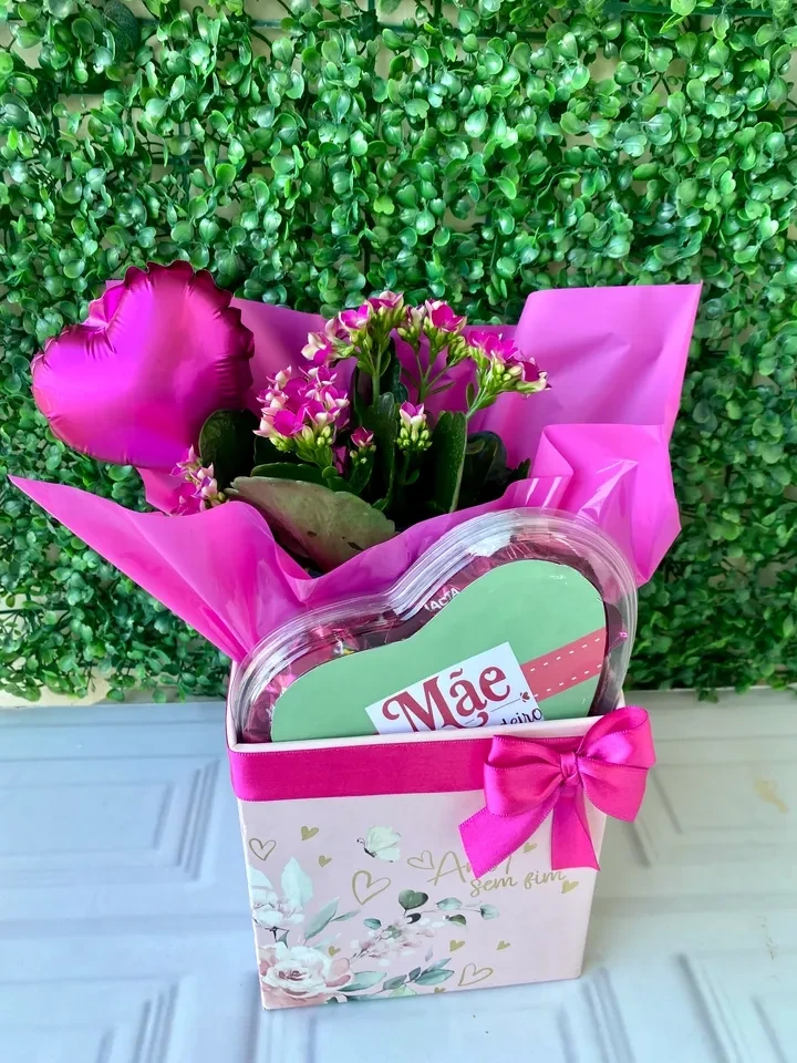 Cesta com Kalanchoe e bombons  - 2