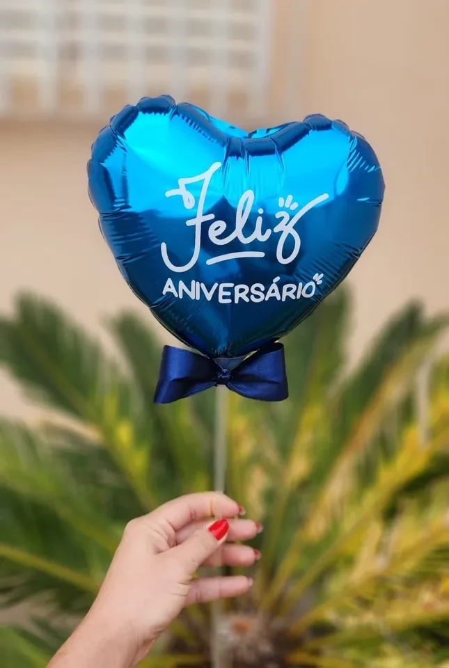 Balao metalizado personalizado na vareta 25 cm M - 1