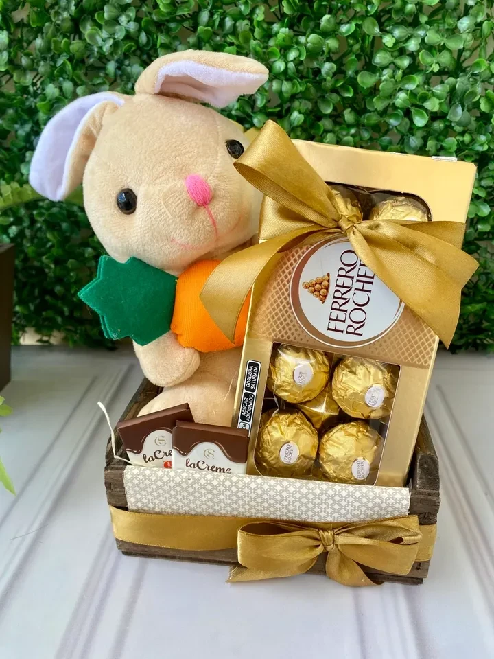 Casta caixote de madeira com ferrero  - 2