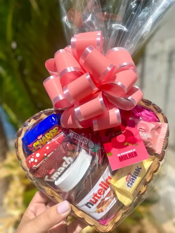 Cesta coraçao nutella 