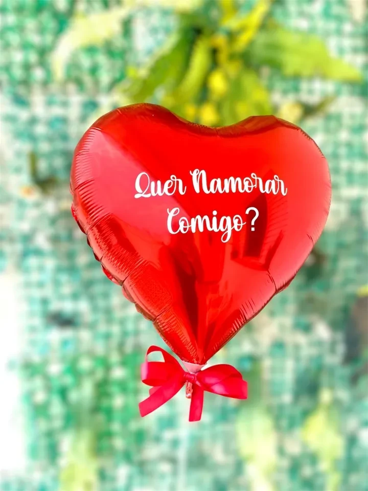 Balao Coracao foil 18” personalizado na vareta  - 2
