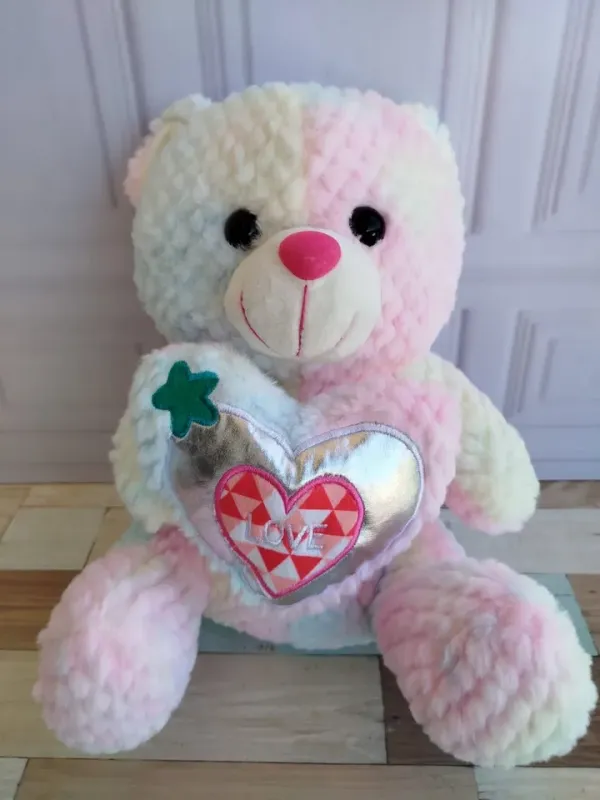 Urso coração metalizado 