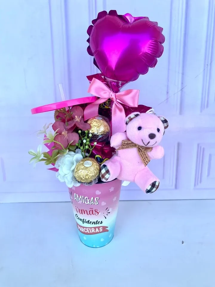 Copo Buquê com mini urso  - 1