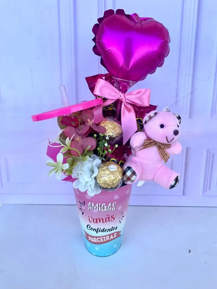 Copo Buquê com mini urso  - 2