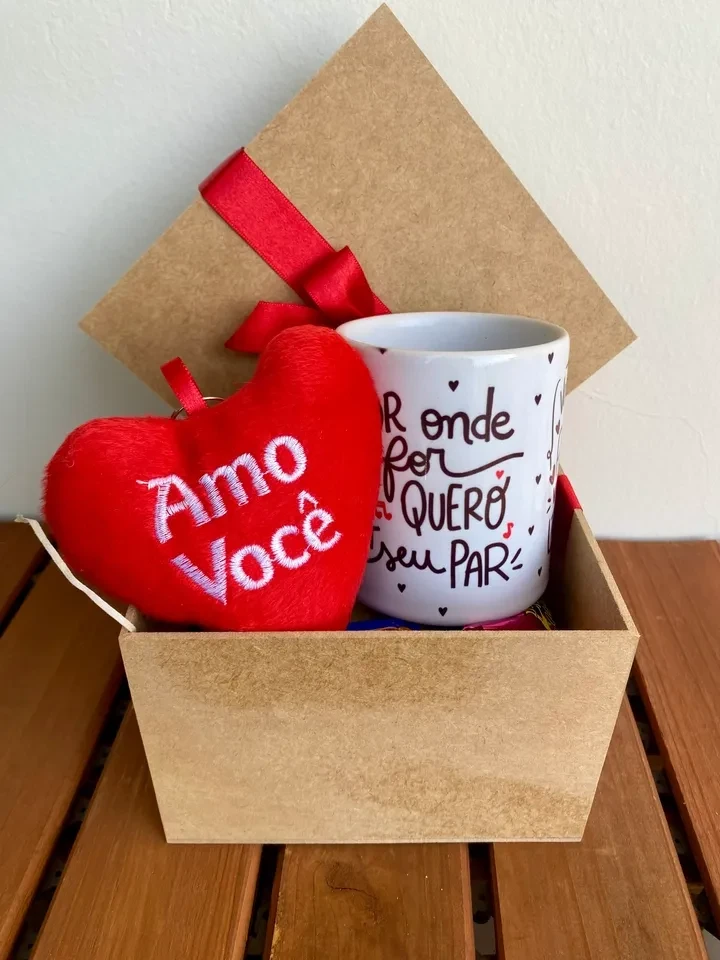 Cesta Box mdf decorada com caneca tematica  - 3