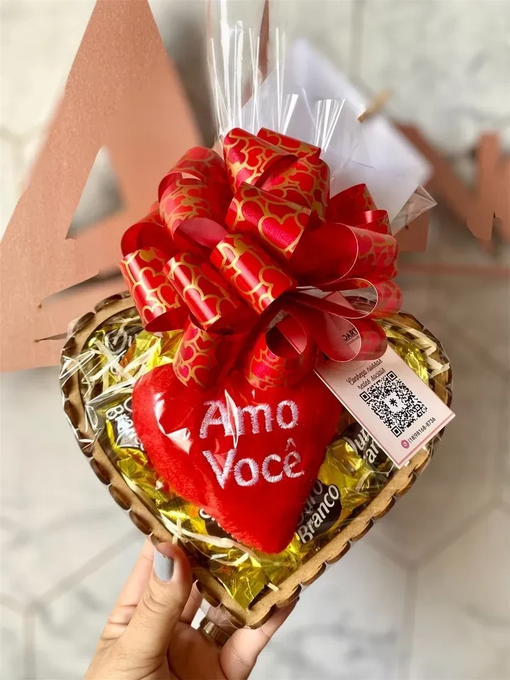 Cesta coração ou redonda  com ursinhoTam P - 1