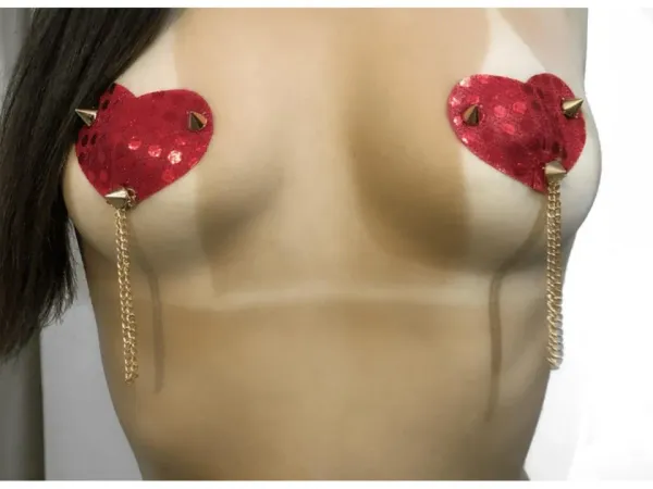 Nipple Adesivo Coração e Corrente