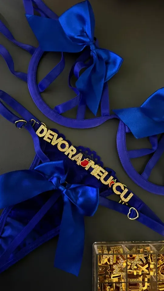 Conjunto laço P ao GG premium azul 