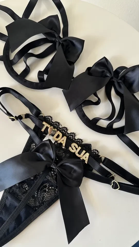 Conjunto laço P ao GG premium preto  - 1