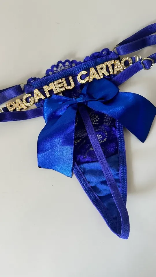 Calcinha laço azul veste até GG - 1