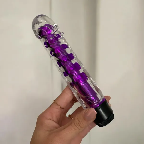 Vibro em jelly 2 em 1 - formato de glande 