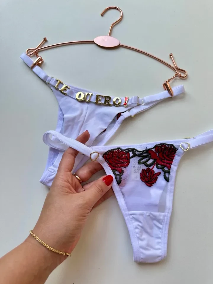 Calcinha 34 ao 44 personalizavél - branca floral - 1