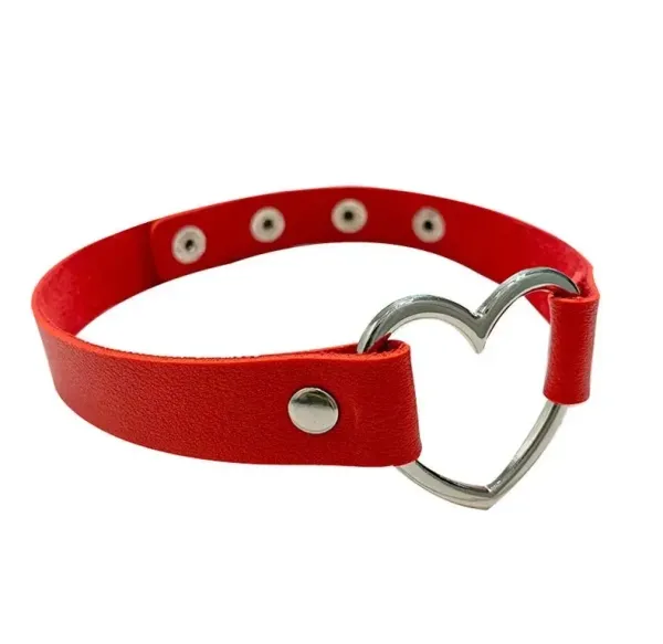Gargantilha coração grande vermelho
