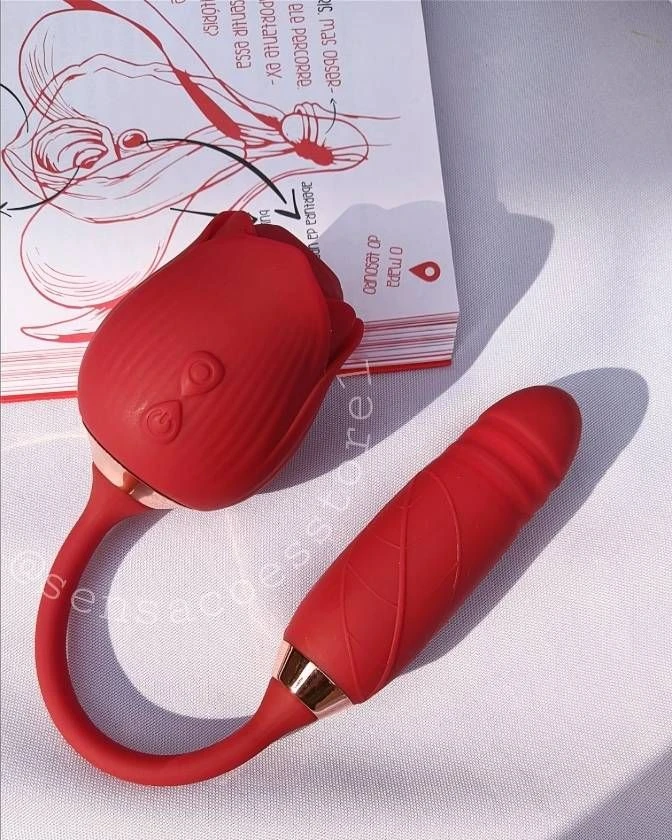 Rosa 2 em 1, USB - 10 modos de sucção e vibração  - 1
