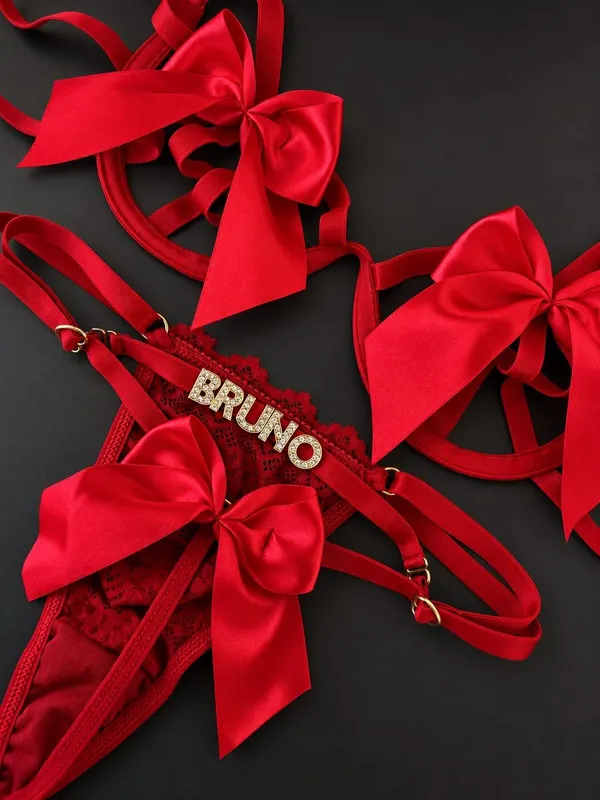 Conjunto laço P ao GG premium vermelho 