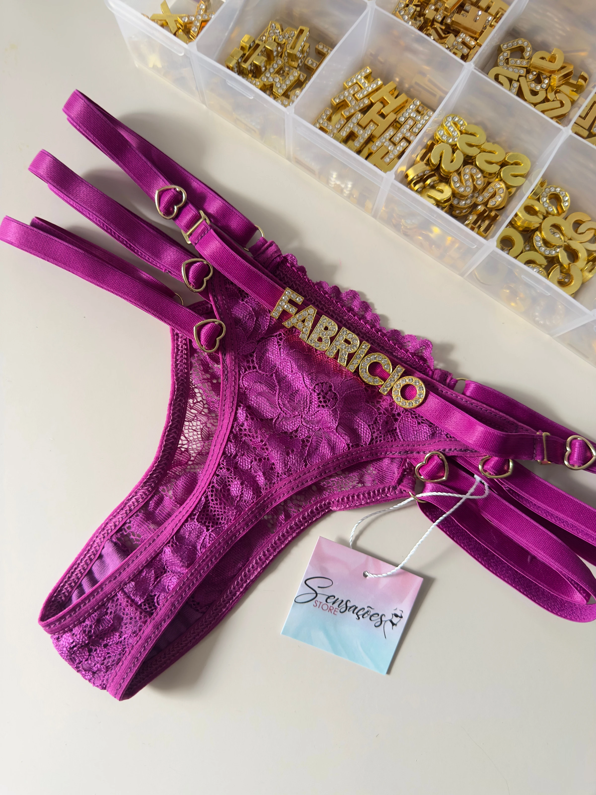 Calcinha personalizável 3 tiras odalisca  - 1