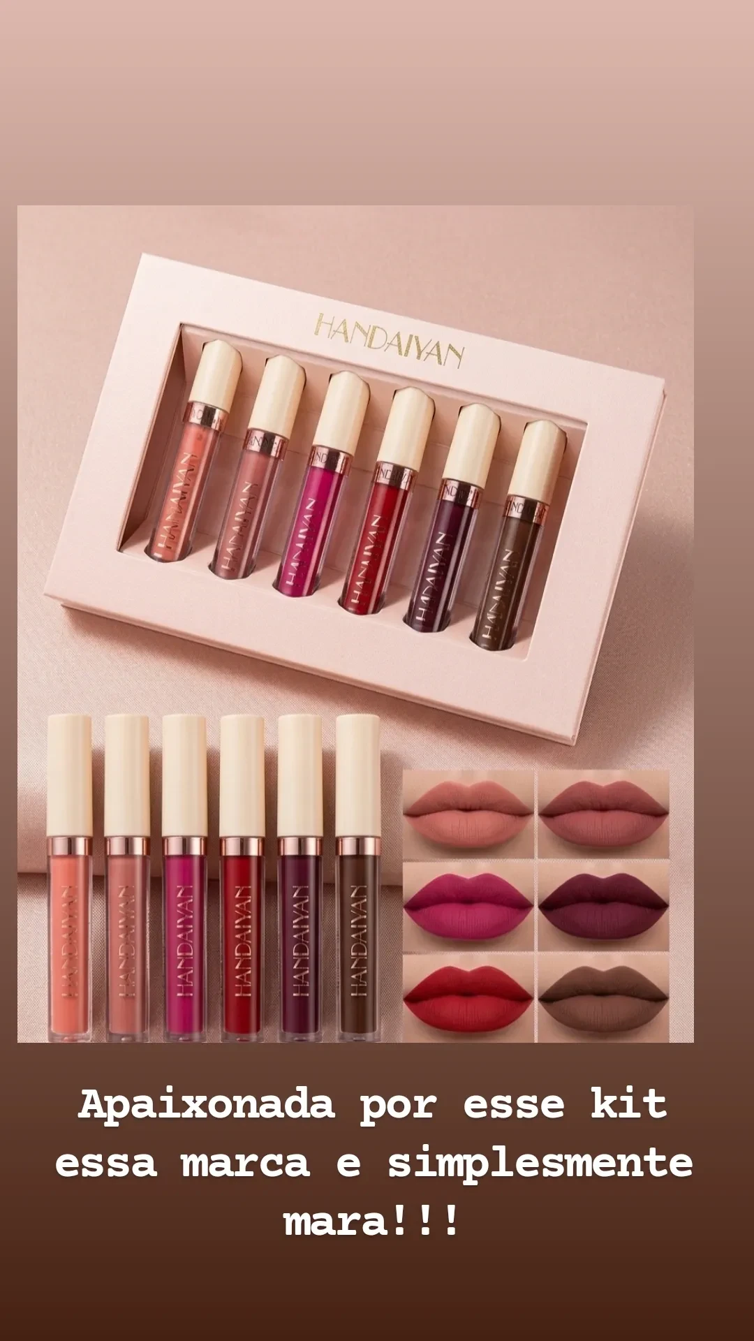 Kit Handaiyan traz 6 cores deslumbrantes de batons líquidos com acabamento matte aveludado, - 1