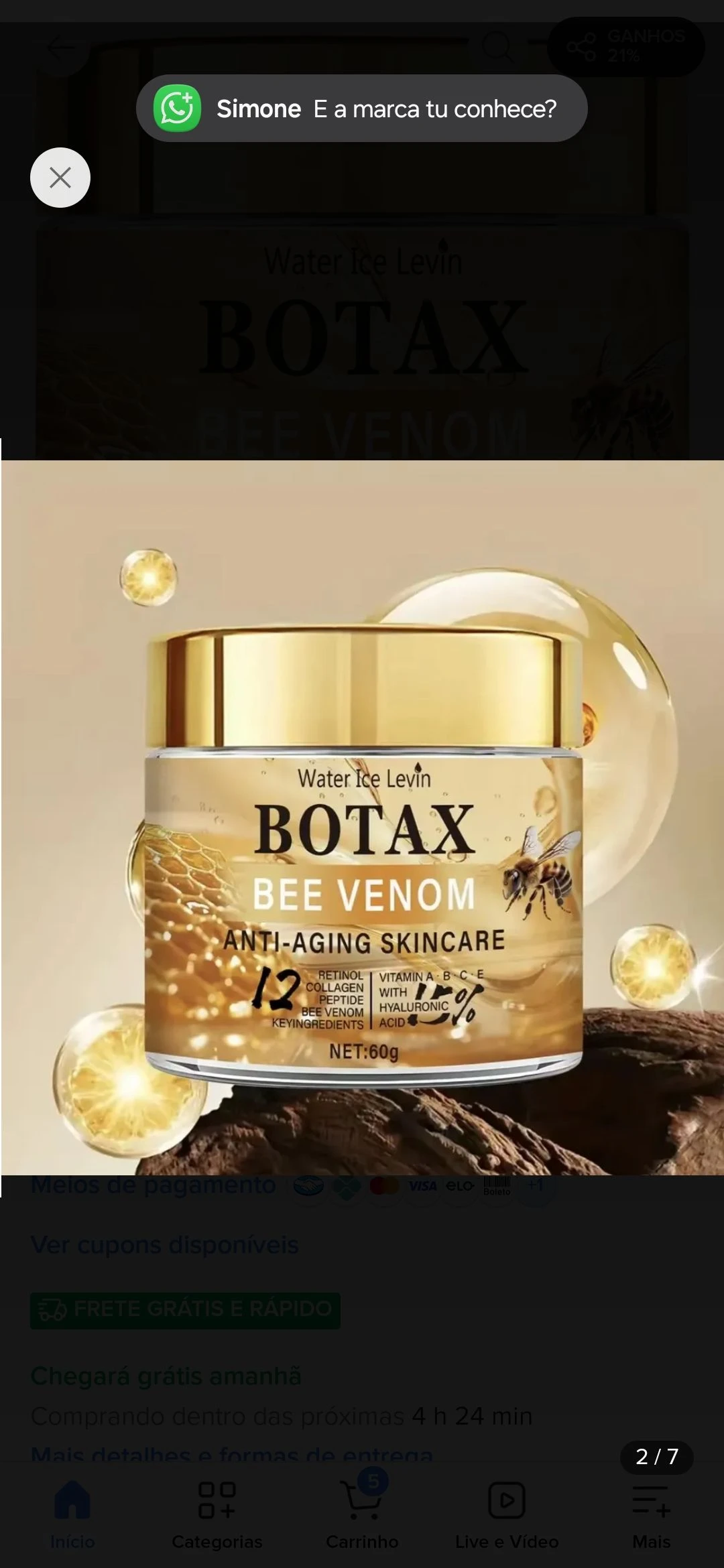Creme Anti-Idade Efeito Lifting Botax! 🐝 - 2