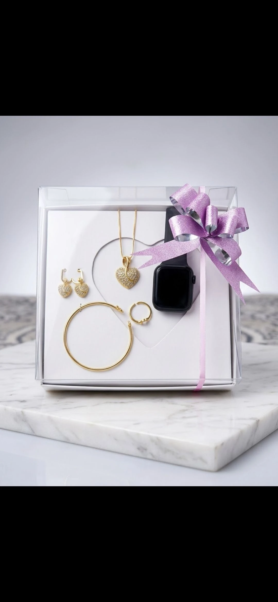 Poder e Sofisticação: Kit Dourado Corações com Relógio Black! ✨🖤 - 1