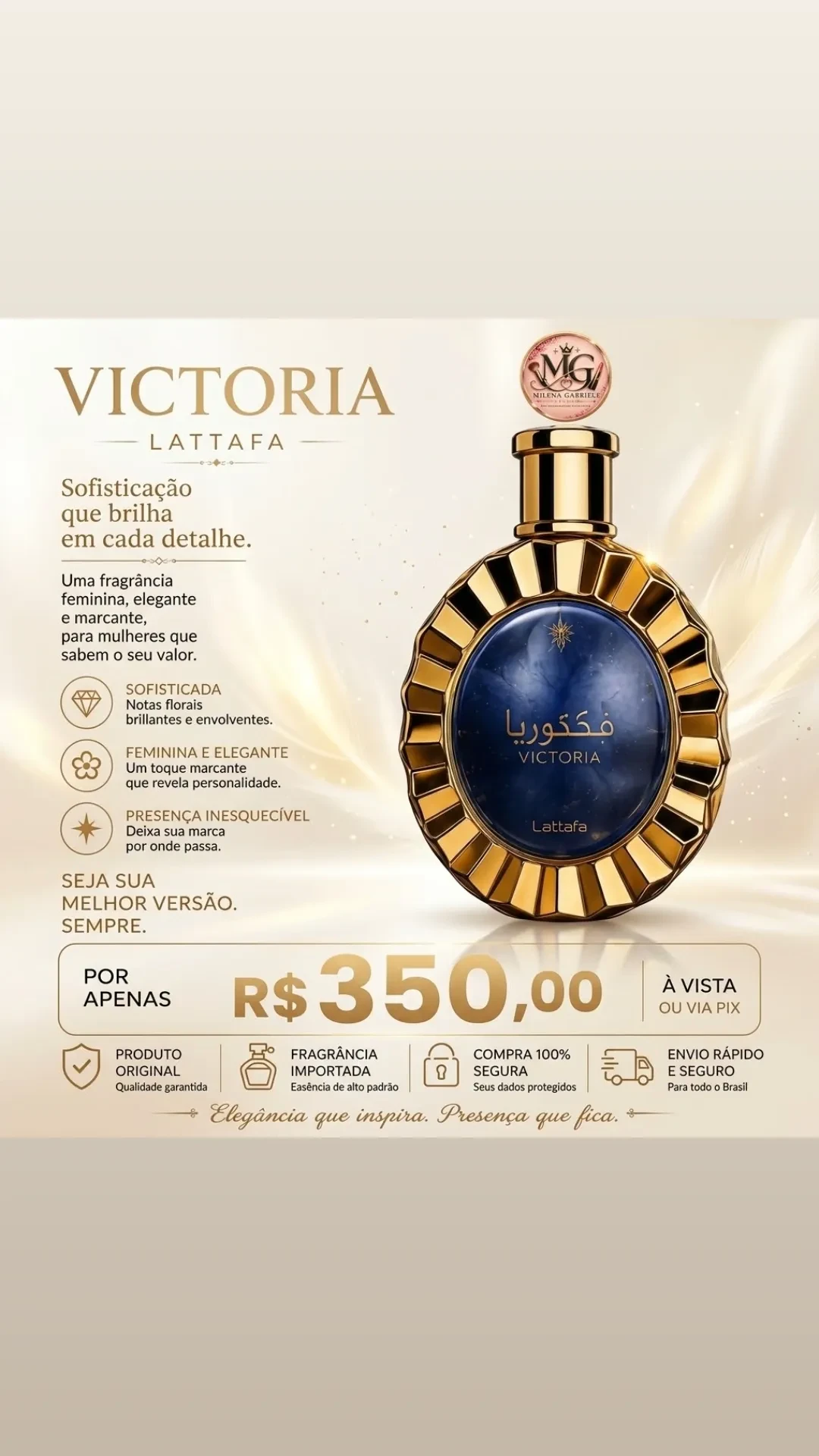 ​💙✨ VICTORIA — LATTAFA (100ml EAU DE PARFUM) ✨💙 Sofisticação que brilha em cada detalhe. O poder e a elegância árabe em forma de joia! - 1