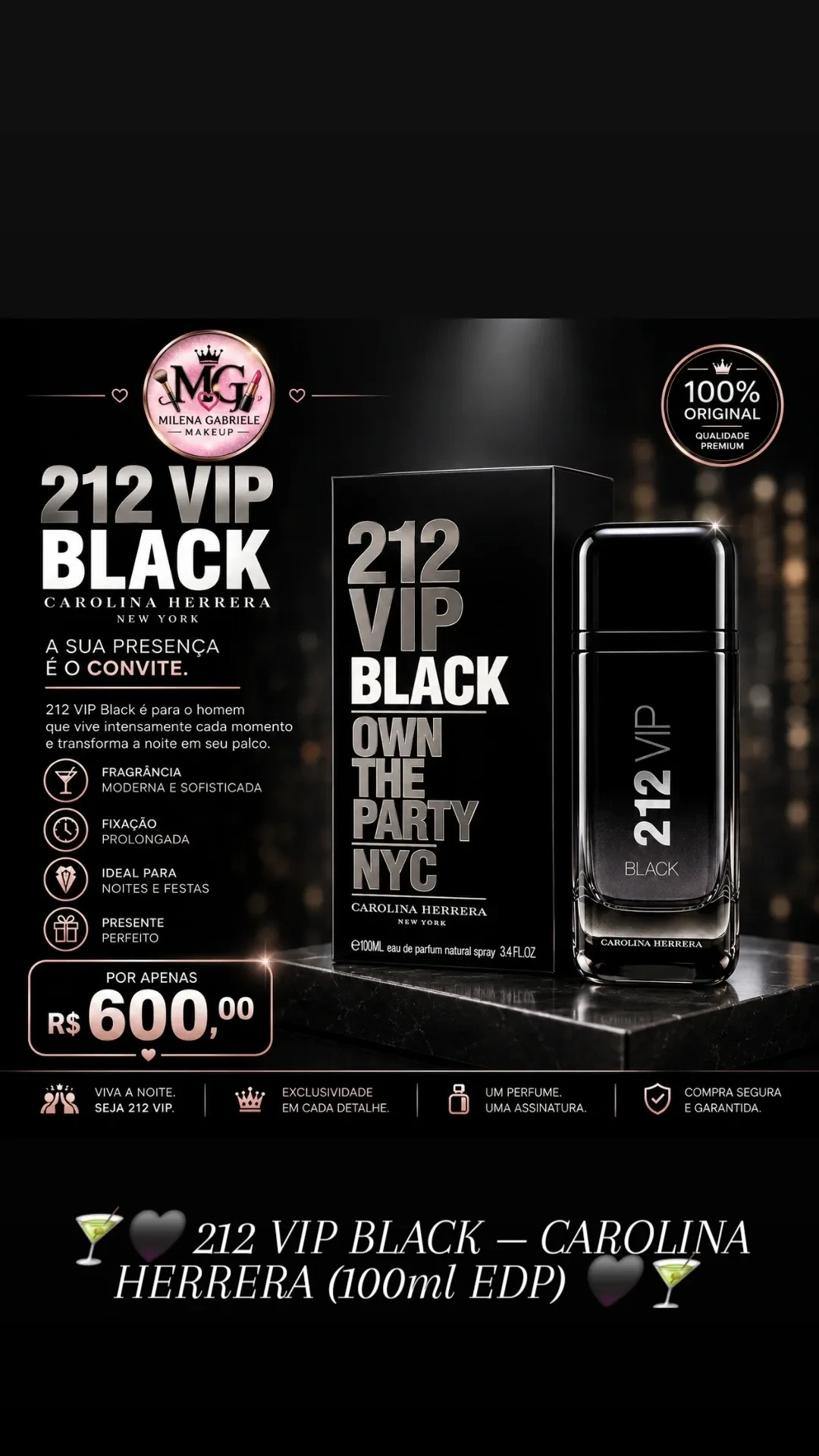 ​🍸🖤 212 VIP BLACK — CAROLINA HERRERA (100ml EDP) 🖤🍸 - 1