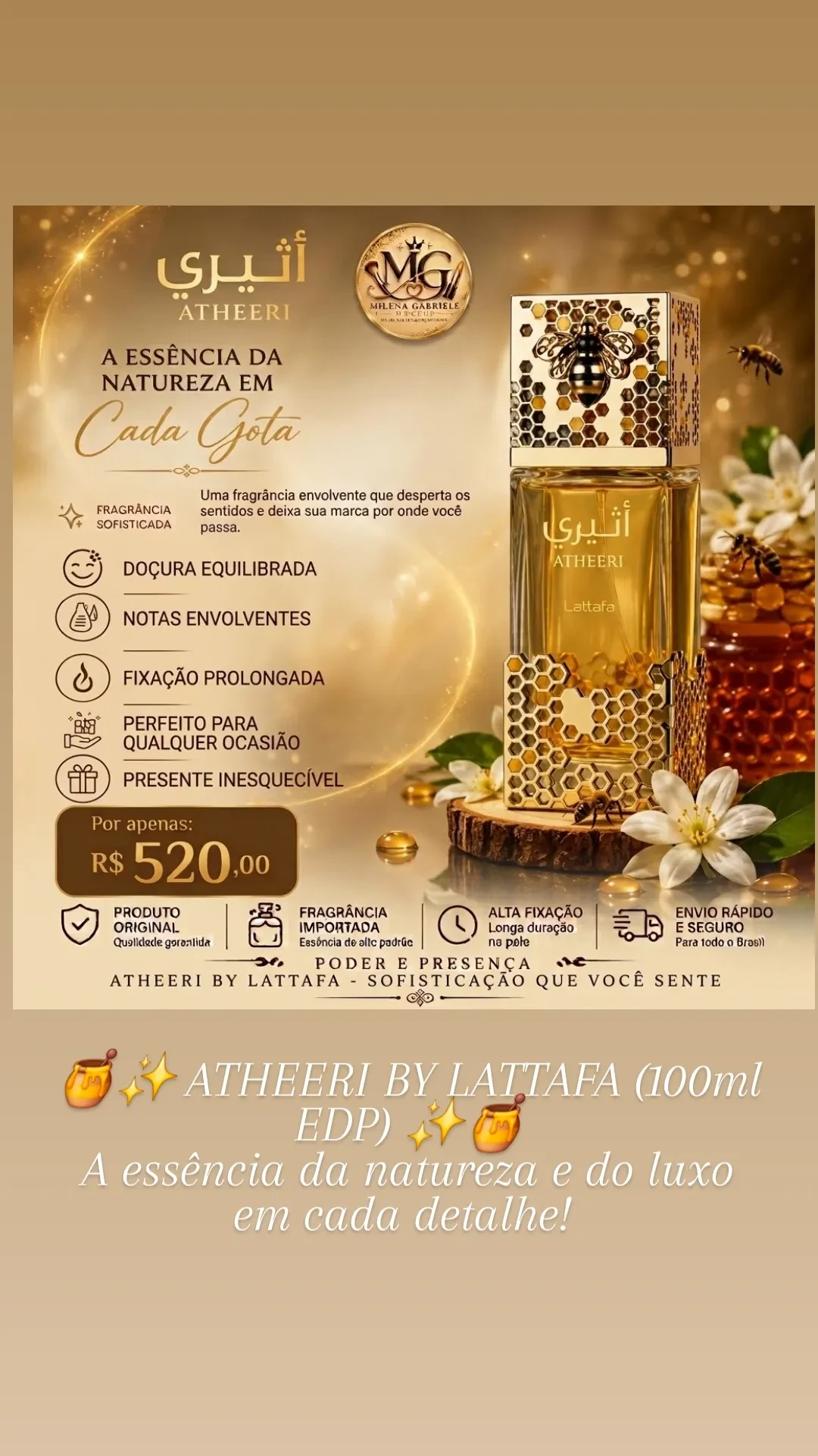 ​🍯✨ ATHEERI BY LATTAFA (100ml EDP) ✨🍯 A essência da natureza e do luxo em cada detalhe! - 1