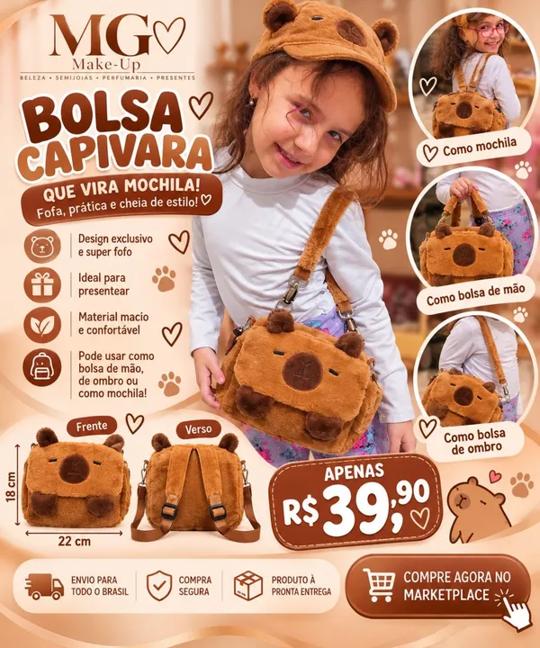 Bolsa Capivara 3 em 1 – Vira Mochila