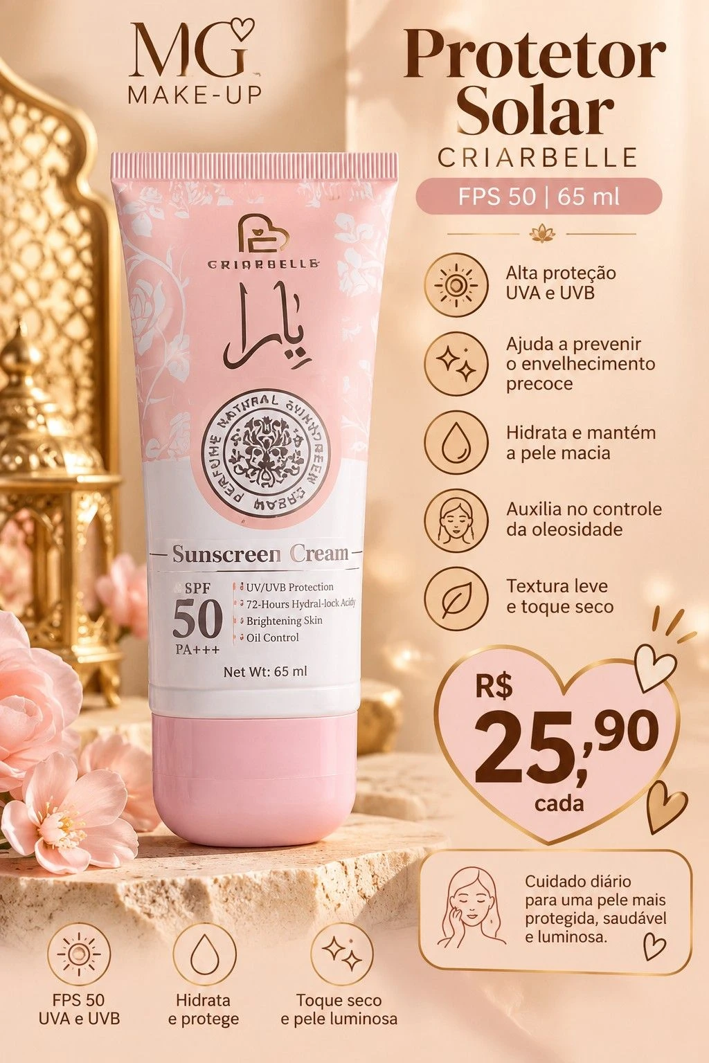Protetor Solar Criarbelle FPS 50 65 ml - 1