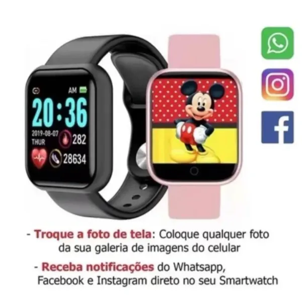 Smartwatch D20 Pro Y68 – Resistente à Água + Batimentos Cardíaco - imagem 2