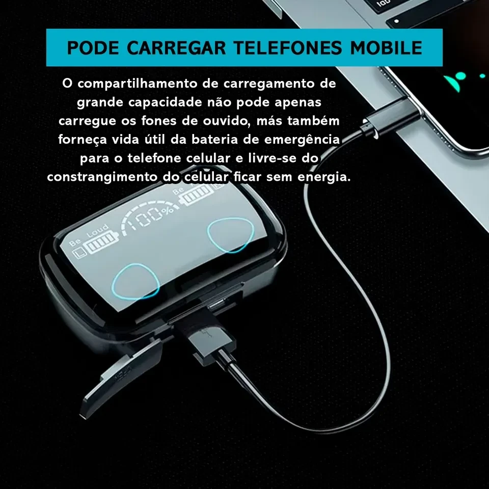 Fone de Ouvido M10 Bluetooth V5.3 sem Fio Wireless com Display LED Digital - 5