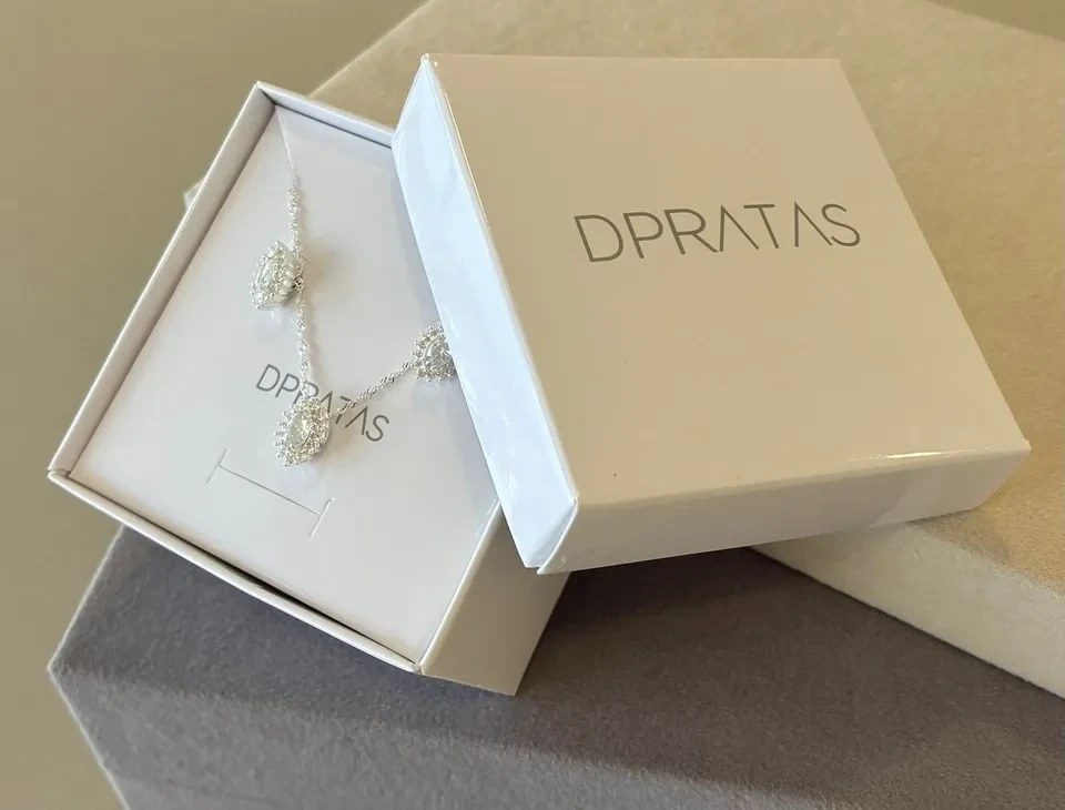 Conjunto prata navete cristal 6*3mm borda cravejada zircônias sem cor - 3