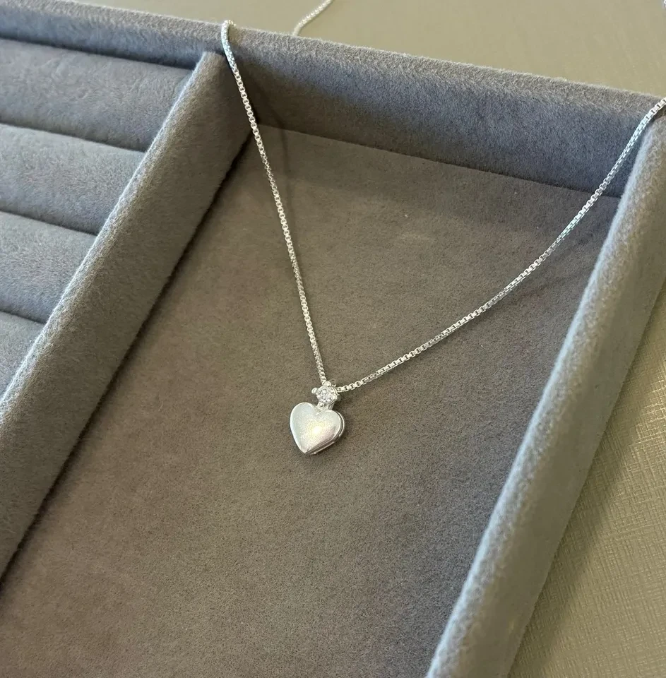Colar coração liso c ponto de luz em cima 45 cm - 2
