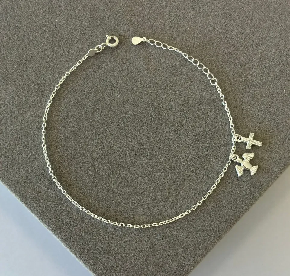 Pulseira prata cartier Espírito Santo c/cruz cravejada zircônias - 1