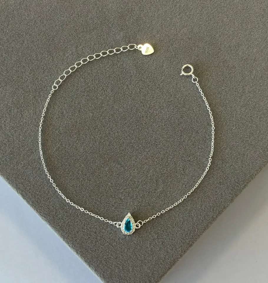 Pulseira prata cartier gota água marinha contorno cravejado zircônia - 1