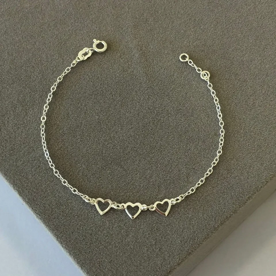 Pulseira 3 coração vazado no meio - 1