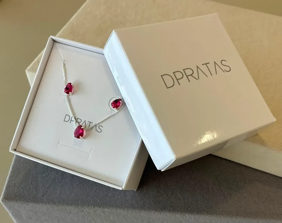 Conjunto galeria gota cristal rosa 50 cm - 3