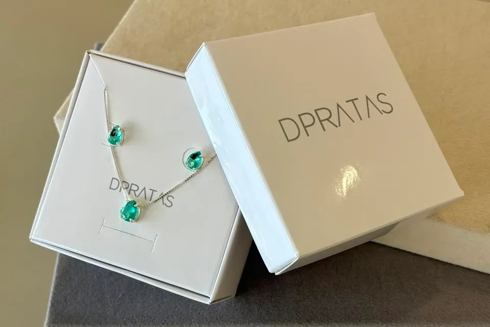 Conjunto galeria gota cristal verde claro 50 cm - 3