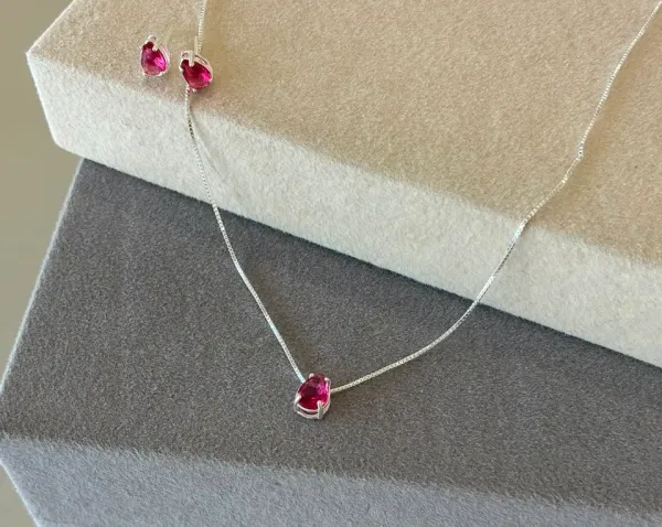 Conjunto galeria gota cristal rosa 50 cm