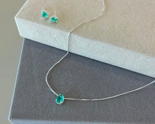 Conjunto galeria gota cristal verde claro 50 cm