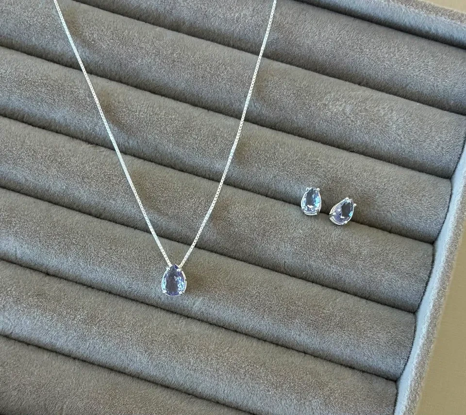 Conjunto galeria gota cristal roxo 50 cm - 2