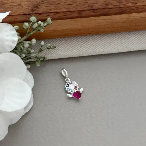 Pingente flor zircônia color 8,5