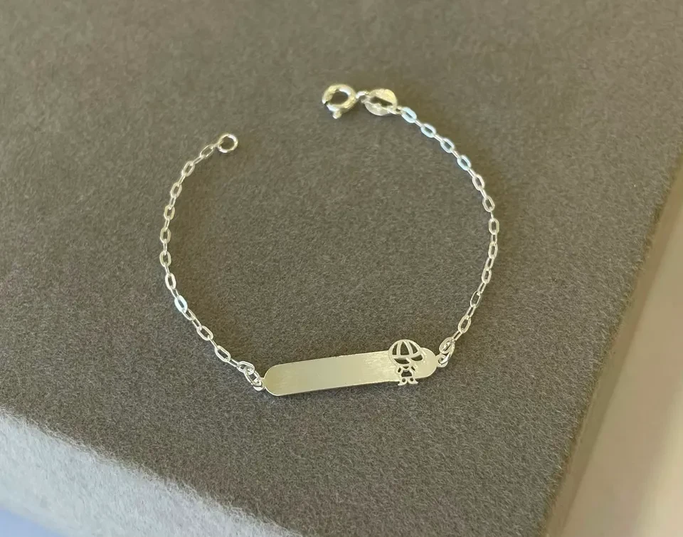Pulseira infantil placa lisa c/ menino cartier 14 cm - 1