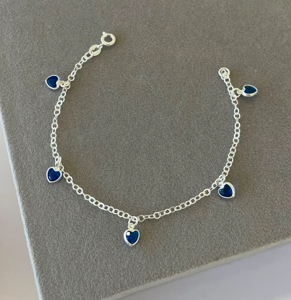 Pulseira 5 corações elos 18 cm - 1